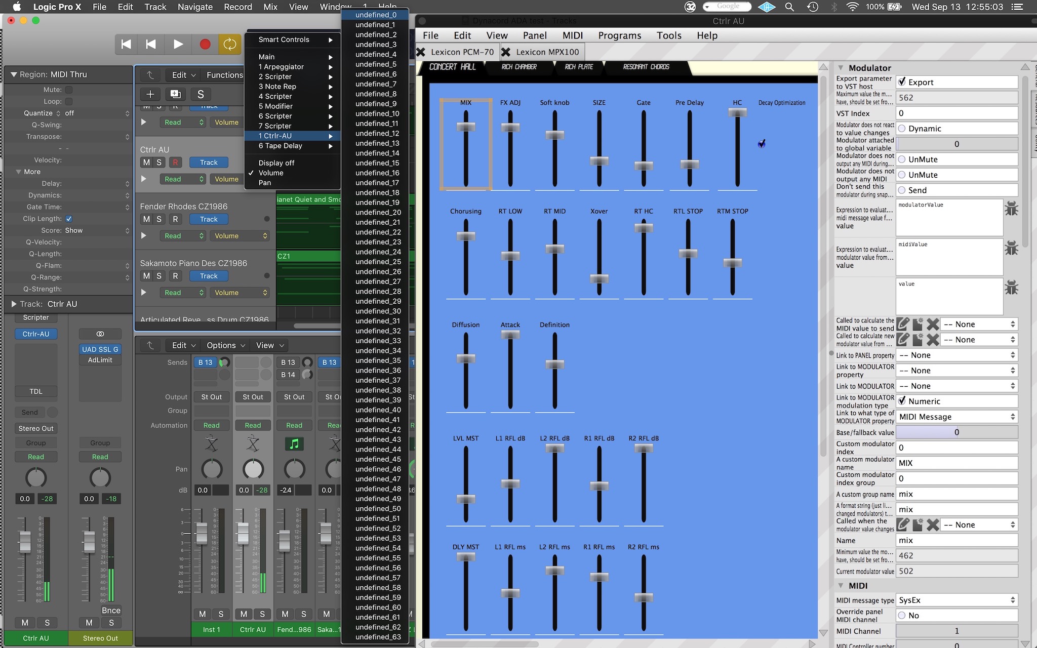 Automation parameter list in Logic Pro 10.3.2