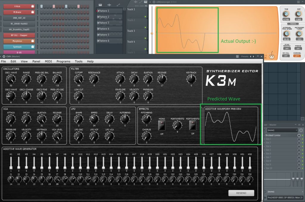 K3 Editor Version 1.2 – Comparison of User waveform preview with output